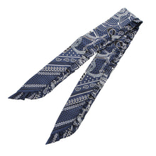 Load image into Gallery viewer, HERMES Twilly Frill Apron Doll Bandana Eperon d&#39;Or Bandana Marine Fonce/Black/White Silk100%
