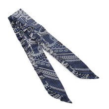 Load image into Gallery viewer, HERMES Twilly Frill Apron Doll Bandana Eperon d&#39;Or Bandana Marine Fonce/Black/White Silk100%
