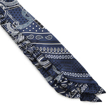 Load image into Gallery viewer, HERMES Twilly Frill Apron Doll Bandana Eperon d&#39;Or Bandana Marine Fonce/Black/White Silk100%

