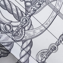 将图像加载到图库查看器中，HERMES Carre GAVROCHE DELLA CAVALLERIA SCARF Size 45 Black/Blanc/Anthracite Silk100%
