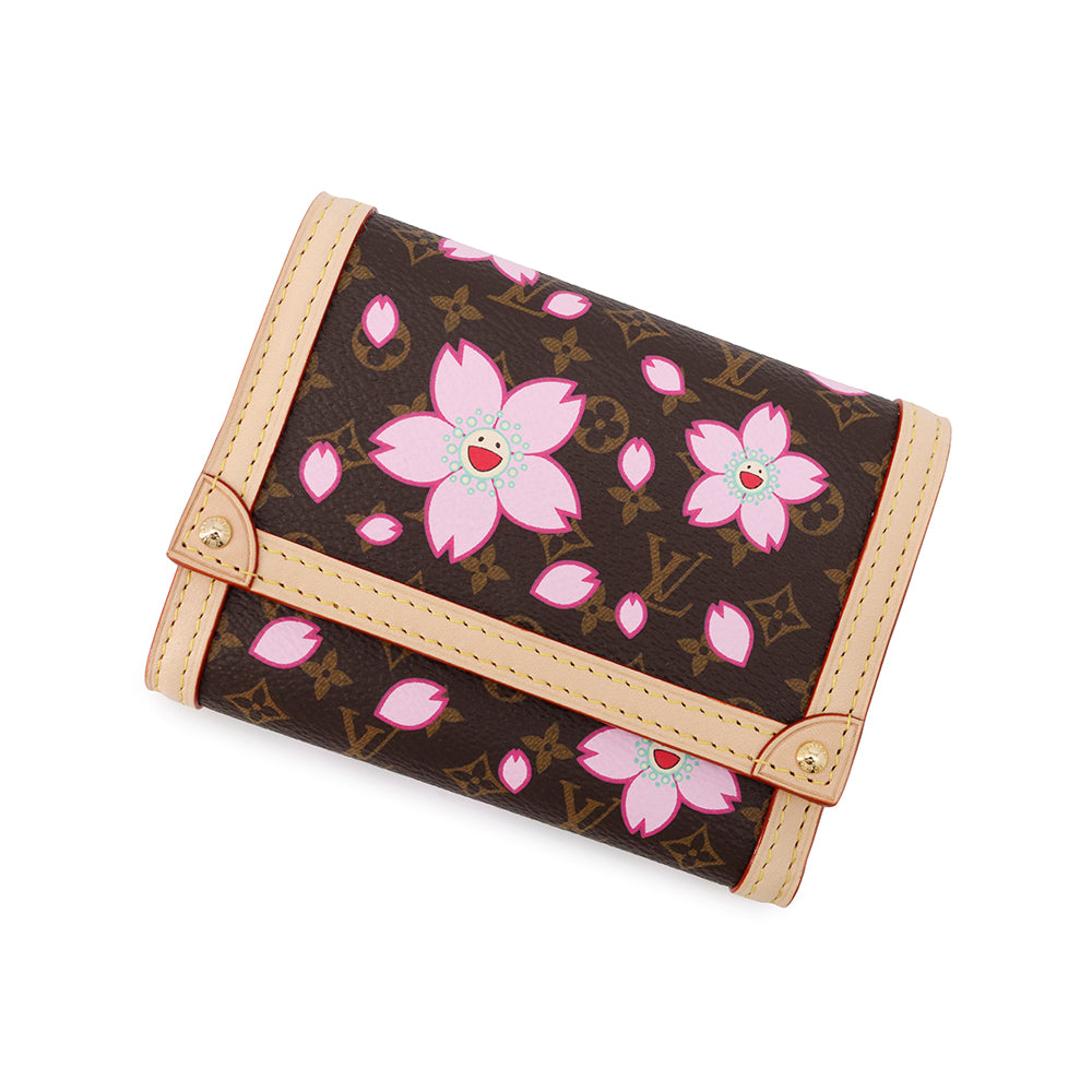 LOUIS VUITTON LV × TM Portefeuille Victorine Sakura BrownM13427 Monogram Cherry Blossom
