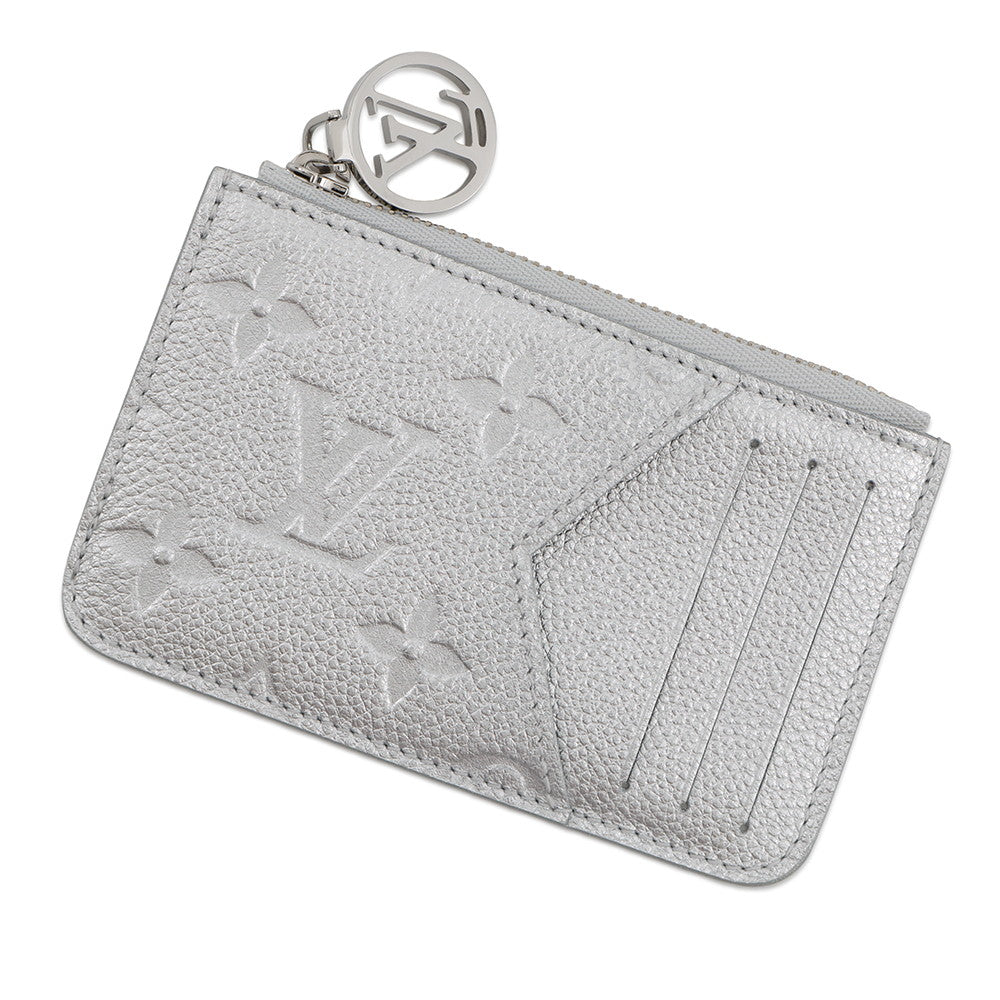 LOUIS VUITTON Card Case Porto Cult Romy SilverM26513 Monogram Empreinte Leather