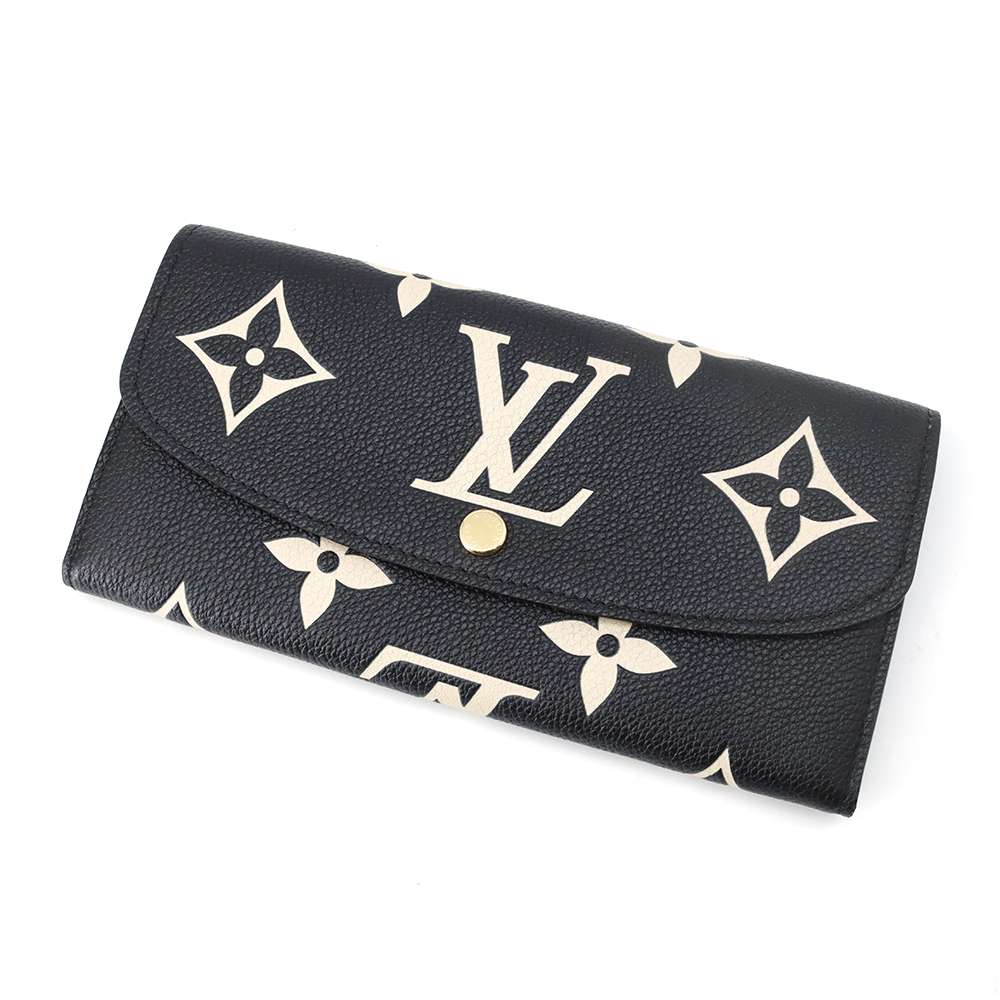 LOUIS VUITTON Portefeuille Emilie Black/BeigeM83138 Monogram Empreinte Leather