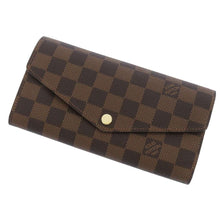 将图像加载到图库查看器中，LOUIS VUITTON Portefeuille Sarah BrownN63209 Damier Ebene Canvas
