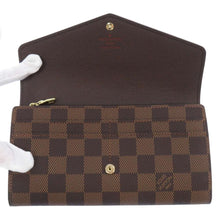 将图像加载到图库查看器中，LOUIS VUITTON Portefeuille Sarah BrownN63209 Damier Ebene Canvas
