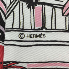 Load image into Gallery viewer, HERMES Twilly Rayures RAYURES D&#39;ETE HERMES Coral/Black/Ciel Silk100%
