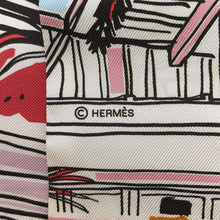 Load image into Gallery viewer, HERMES Twilly Rayures RAYURES D&#39;ETE Coral/Black/Ciel Silk100%
