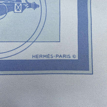Load image into Gallery viewer, HERMES Carre Ex-Libris Size 45 Gray/Blue Silk100%
