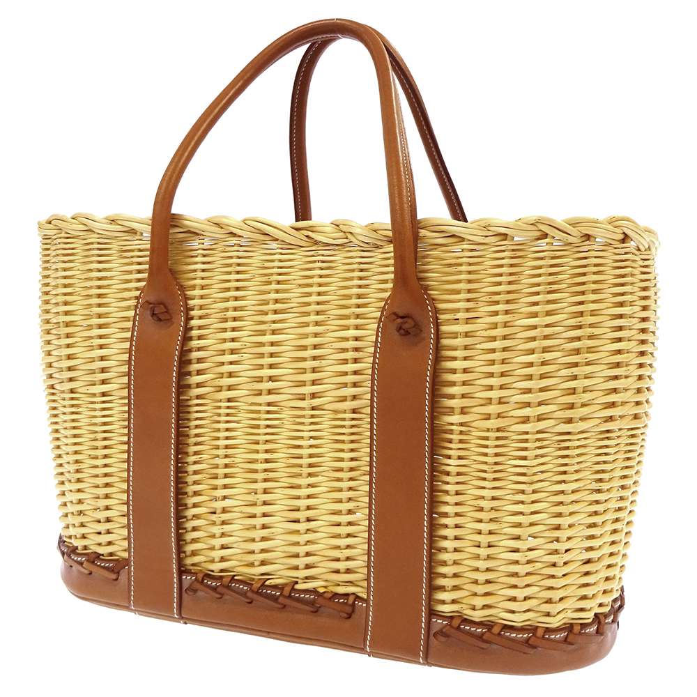 HERMES Garden picnic Gold/Natural Swift Leather Straw