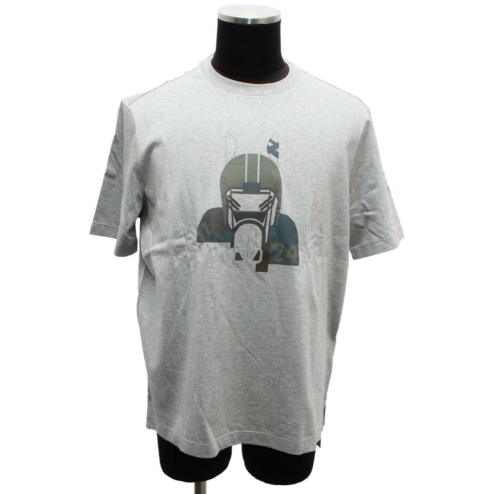 HERMES Tshirt Quarter Bash Print Size M Gray H367970HA76LA Cotton100%