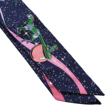 Load image into Gallery viewer, HERMES Twilly Space Derby Space Derby Marine/Rose/Multicolor Silk100%

