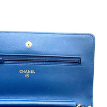 Load image into Gallery viewer, CHANEL Matelasse Peace Chain Wallet Blue A33814 Lambskin
