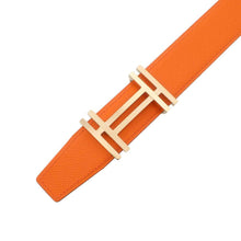 Load image into Gallery viewer, HERMES H.O.Carre reversible belt Size 95 Etain/Orange Epsom
