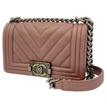 Load image into Gallery viewer, CHANEL Boy Chanel  V Stitch ChainShoulder Bag Pink A67085 Caviar Leather
