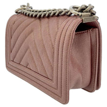 Load image into Gallery viewer, CHANEL Boy Chanel  V Stitch ChainShoulder Bag Pink A67085 Caviar Leather
