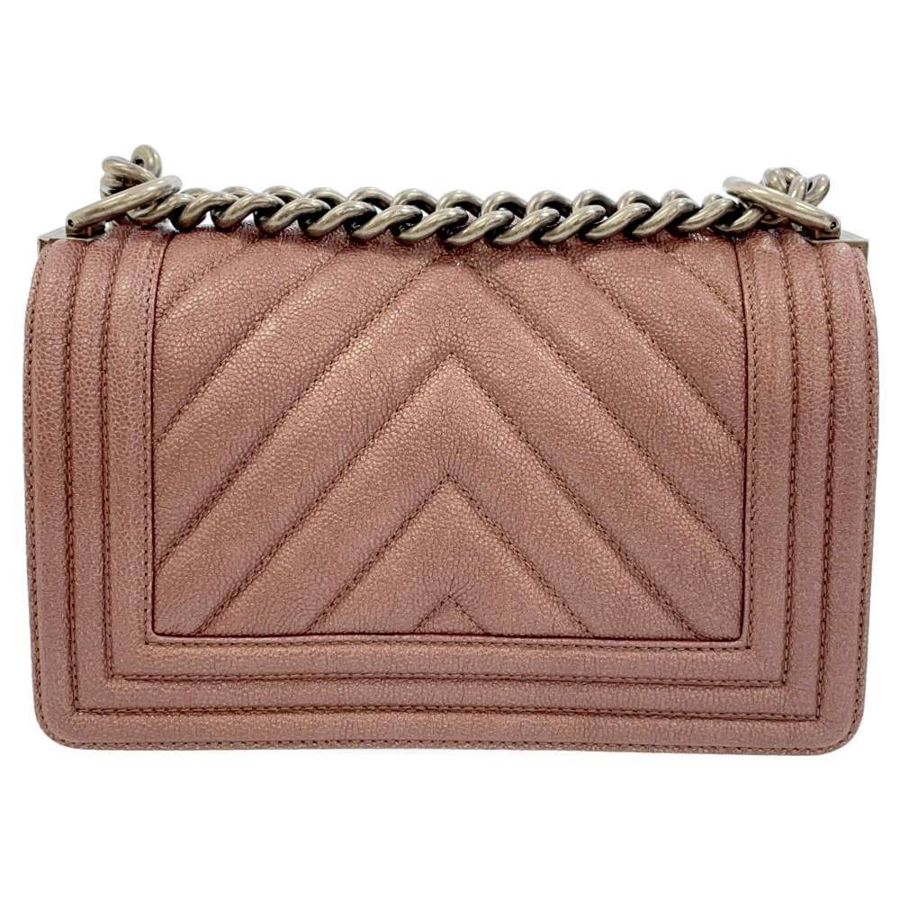Chanel Boy Chanel V Stitch ChainShoulder Bag Pink A67085 Caviar Leather