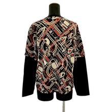Load image into Gallery viewer, HERMES Long sleeve cut and sew En Desordre et Chaines Size 38 Black Cotton100%
