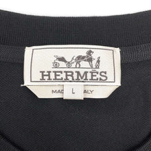 Load image into Gallery viewer, HERMES HEmbroidery TShirt Size L Black Cotton100%
