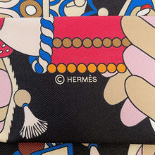 Load image into Gallery viewer, HERMES Twilly Bag Charm Patisserie Française Black/Blanc/Blue Silk100%

