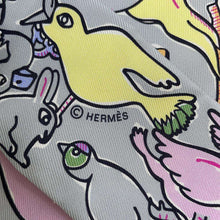 Load image into Gallery viewer, HERMES Twilly Mille et Un Lapins A Thousand and One Rabbits Grease pail/Rose/Jaune Silk100%

