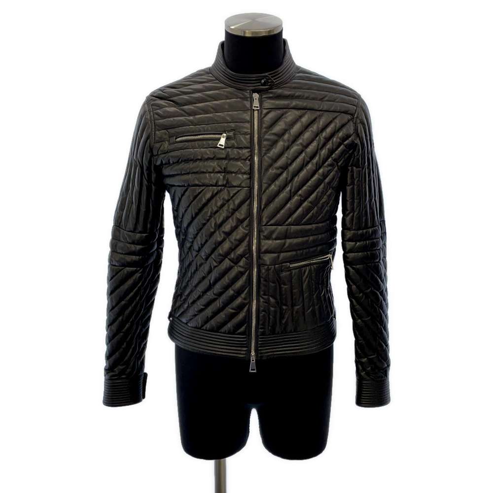MONCLER FLAMANT Jacket Size 1 Black Lambskin