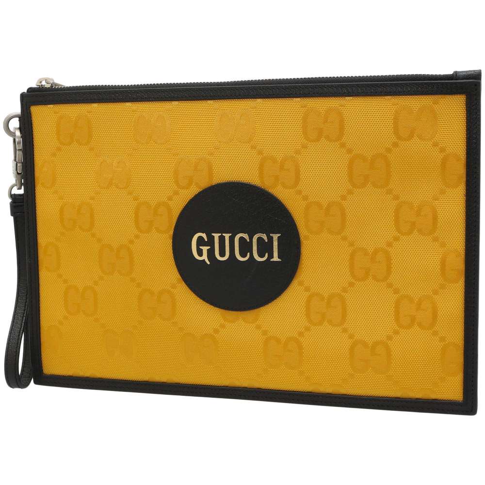 GUCCI Off the Grid Clutch Bag Yellow/Black 625598 Nylon Leather