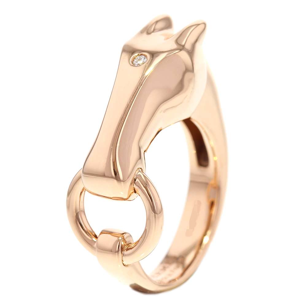 HERMES 1PD Gallop Ring Size 50/#10 18K Pink Gold