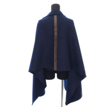 Load image into Gallery viewer, HERMES poncho Navy/Brown Cashmere100% Leather
