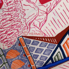 Load image into Gallery viewer, HERMES Gavroche Super Silk Quest Detail Size 45 Pink/Blue/Green Silk100%
