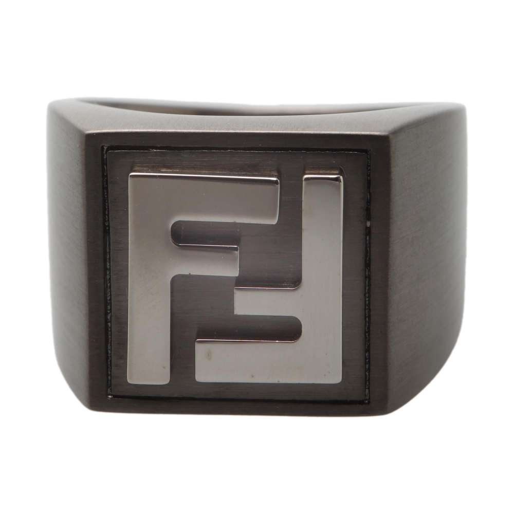 FENDI FF logo Ring Size M(Approximately No. 22) Gray/Silver Metal