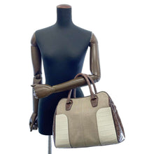 Load image into Gallery viewer, TOD’S 2way Shoulder Bag White/Brown Canvas embossed Leather
