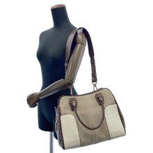 Load image into Gallery viewer, TOD’S 2way Shoulder Bag White/Brown Canvas embossed Leather
