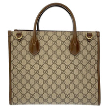 Load image into Gallery viewer, GUCCI GGSmall Tote Bag Beige/Brown 659983 GG SupremeCanvas Leather
