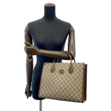Load image into Gallery viewer, GUCCI GGSmall Tote Bag Beige/Brown 659983 GG SupremeCanvas Leather
