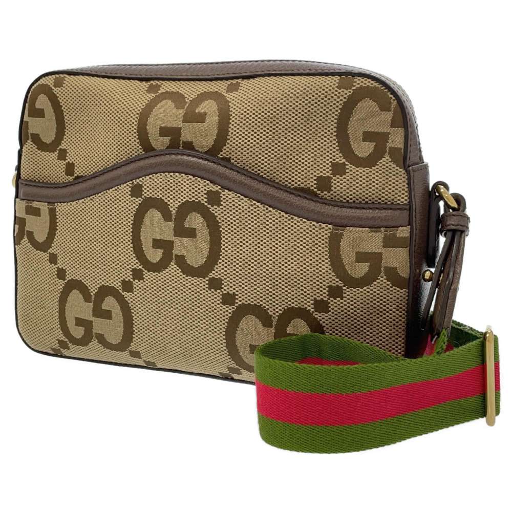GUCCI Jumbo GG Shoulder Bag Beige/Brown 675891 Canvas Leather