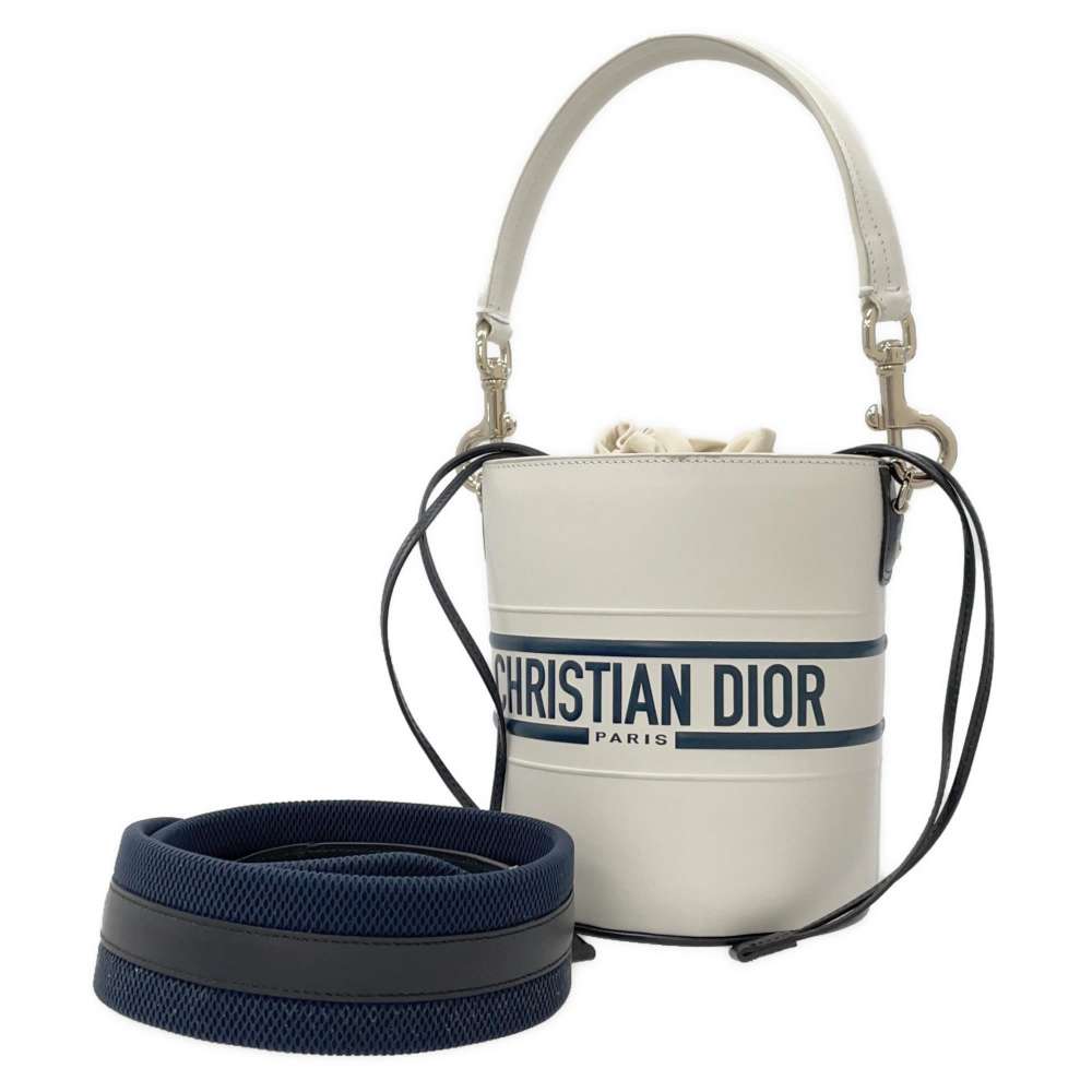 Dior Vive Bucket 2WAYShoulder Bag Size micro White/Navy S6250OSGQ Leather
