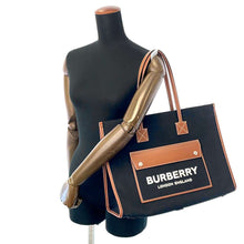 Load image into Gallery viewer, BURBERRY Freya Logo Tote Bag Black/Brown 8055747 Canvas Leather
