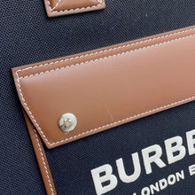 Load image into Gallery viewer, BURBERRY Freya Logo Tote Bag Black/Brown 8055747 Canvas Leather
