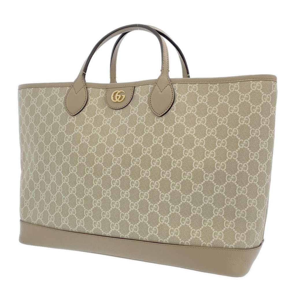 GUCCI Offdia 2WAY Tote Bag Size Medium Beige/Ivory 739730 GG SupremeCanvas Leather