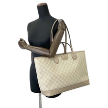 Load image into Gallery viewer, GUCCI Offdia 2WAY Tote Bag Size Medium Beige/Ivory 739730 GG SupremeCanvas Leather
