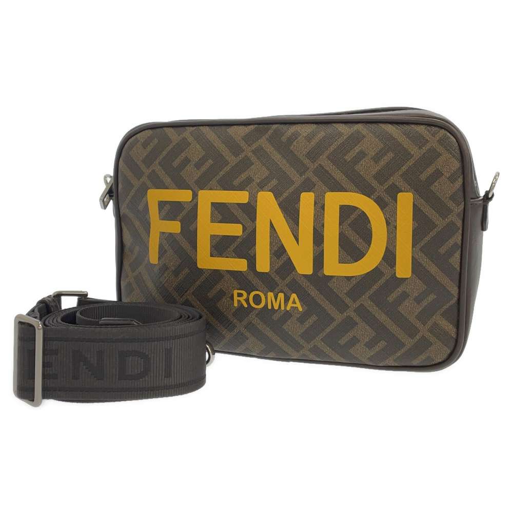 FENDI Cam Zucca Shoulder Bag Brown 7M0286 PVC Coated Canvas Leather