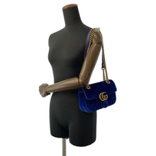Load image into Gallery viewer, GUCCI GG Marmont ChainShoulder Blue 446744 Velour
