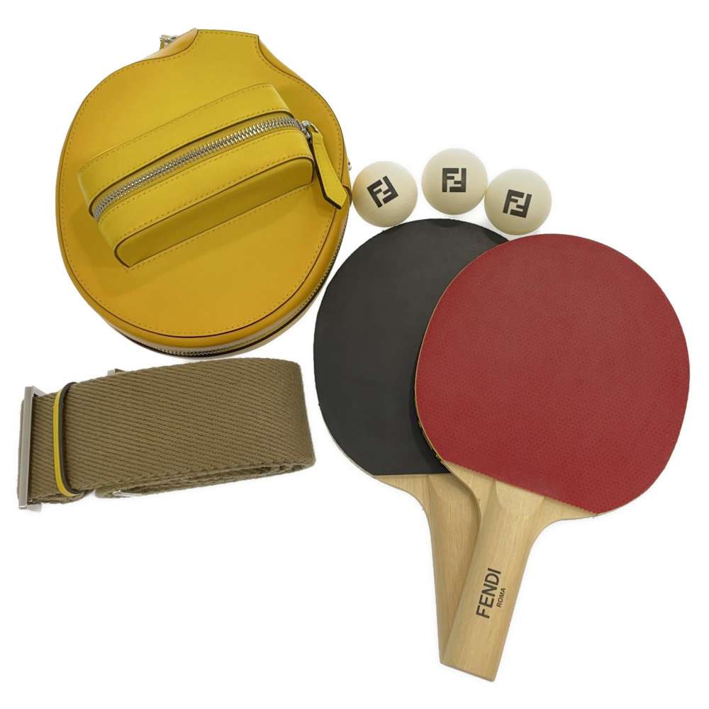 FENDI racket case table tennis set Yellow 7AS070 Leather