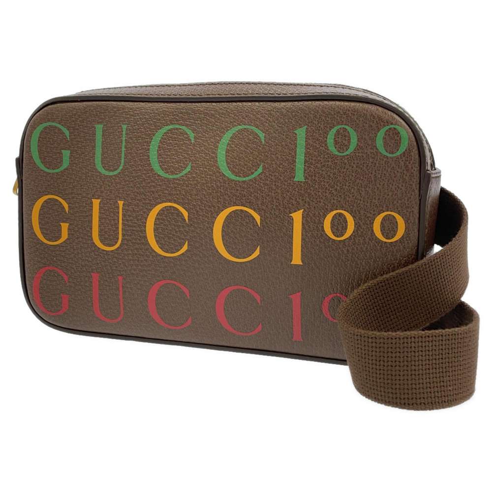 GUCCI Belt bag 100th anniversary Brown/Multicolor 602695 Leather Canvas